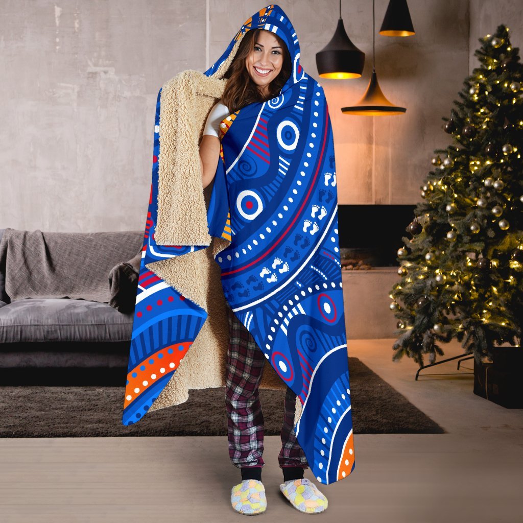 custom-text-aboriginal-hooded-blanket-indigenous-footprint-patterns-blue-color