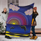 aboriginal-premium-blanket-sunset-over-the-sea-and-kangaroo-dot-painting