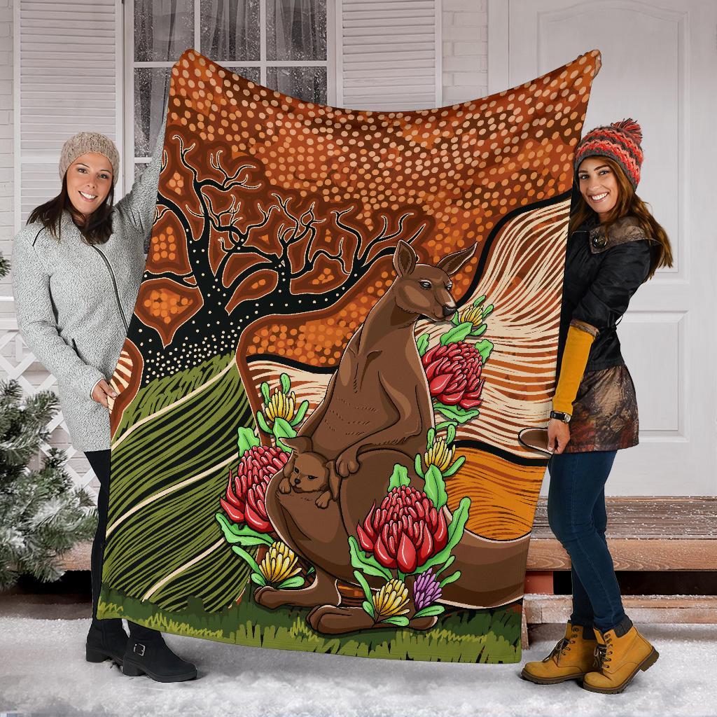 aboriginal-premium-blanket-kangaroo-with-indigenous-tree