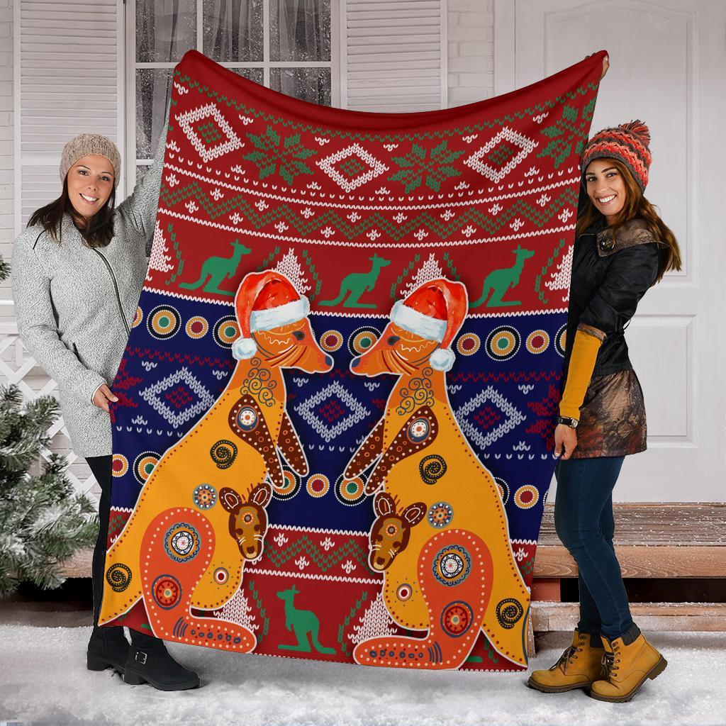 christmas-premium-blanket-mother-kangaroo-in-christmas