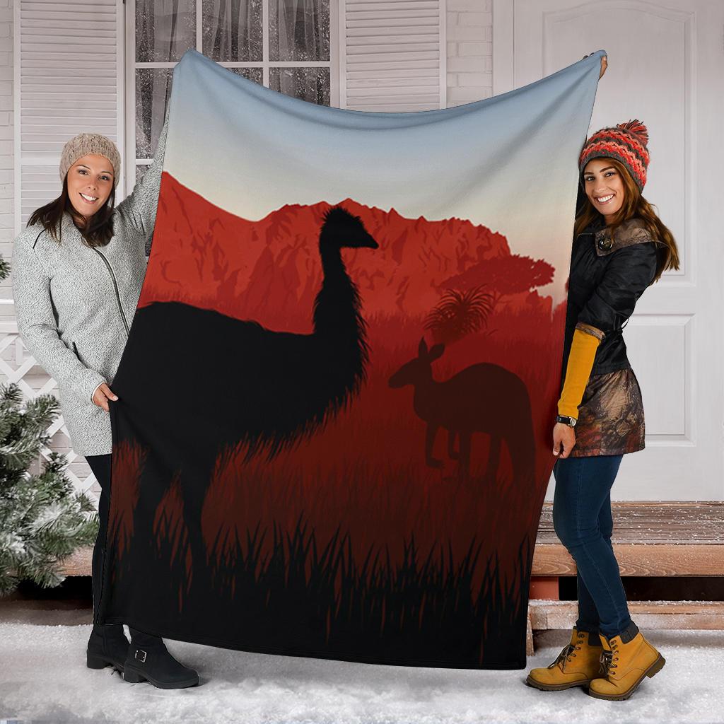 premium-blanket-australian-nature-with-emu-and-kangaroo