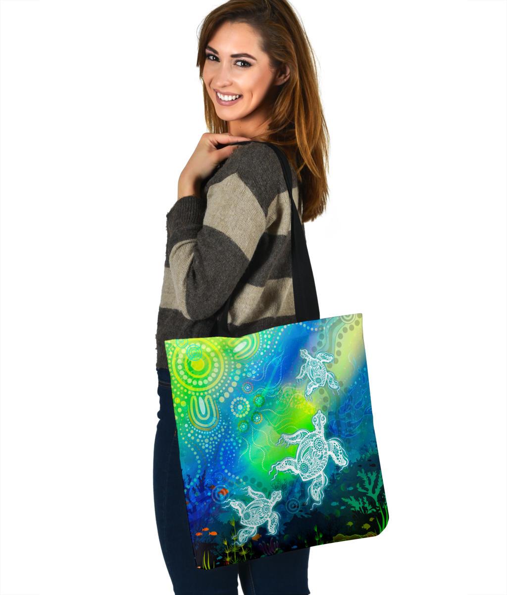 aboriginal-tote-bags-indigenous-turtle-ocean-dot-painting-art