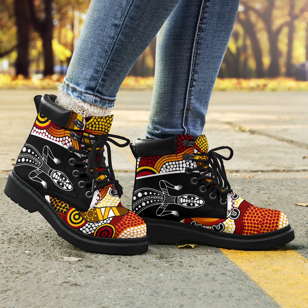 aboriginal-leather-boots-lizard-patterns-boomerang-dot-painting-all-season
