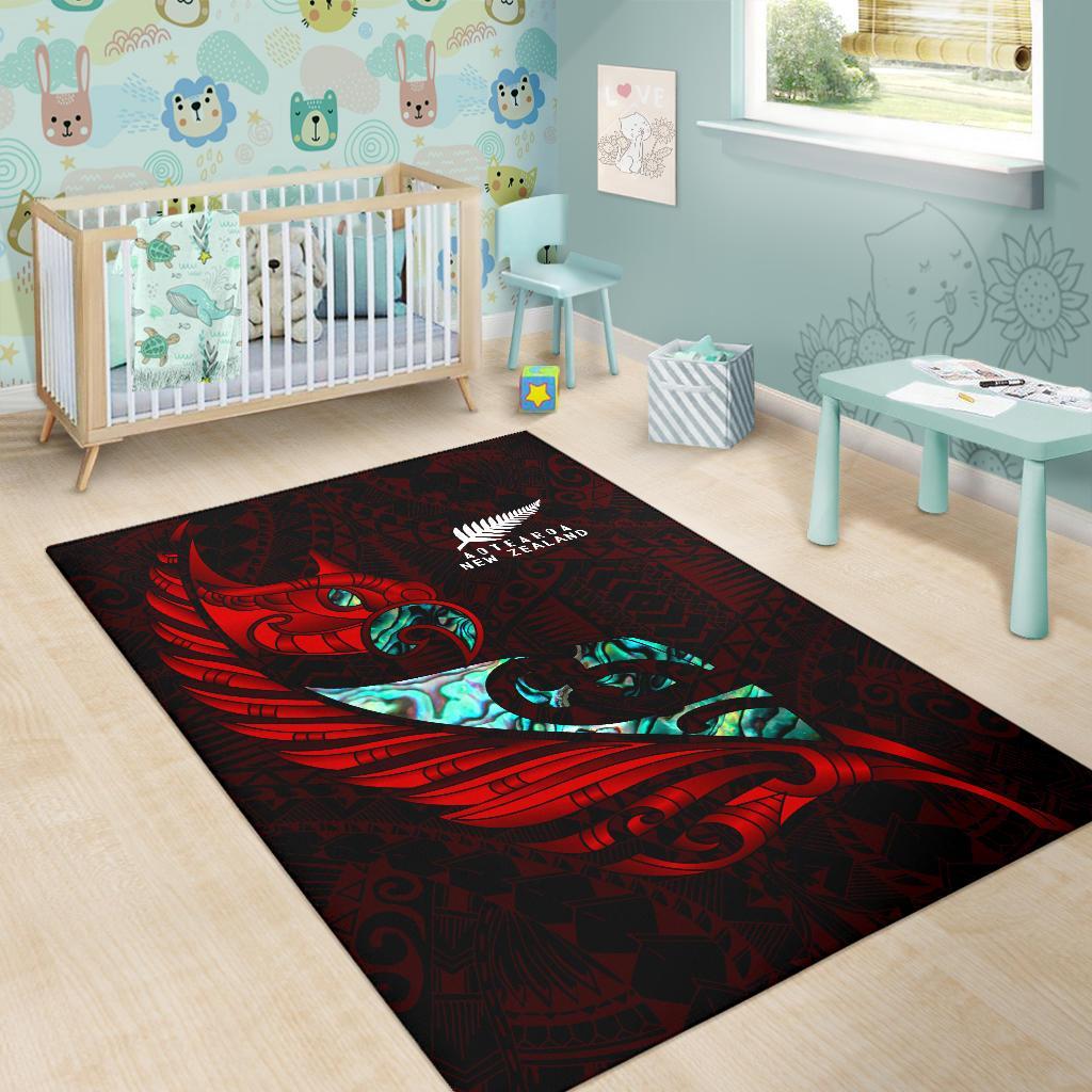 new-zealand-area-rug-manaia-paua-fern-wing-red