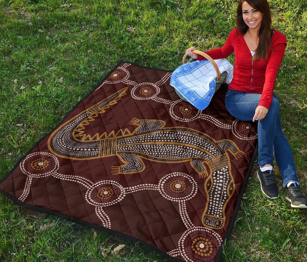 aboriginal-premium-quilt-indigenous-crocodile-brown-color
