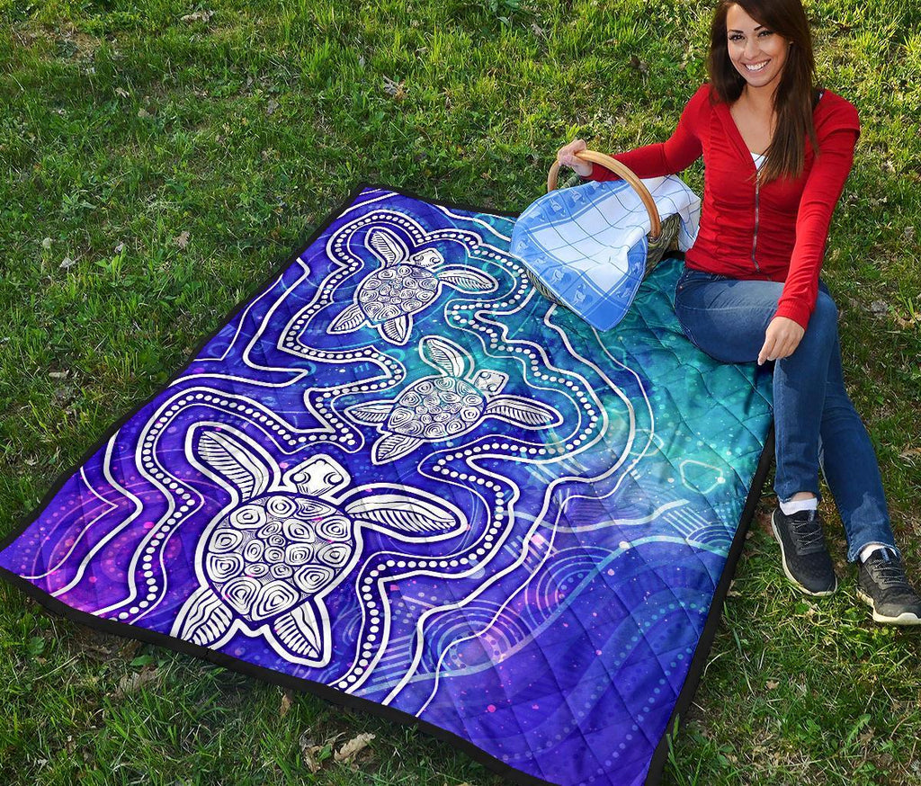 aboriginal-premium-quilt-sea-turtle-with-indigenous-patterns-blue