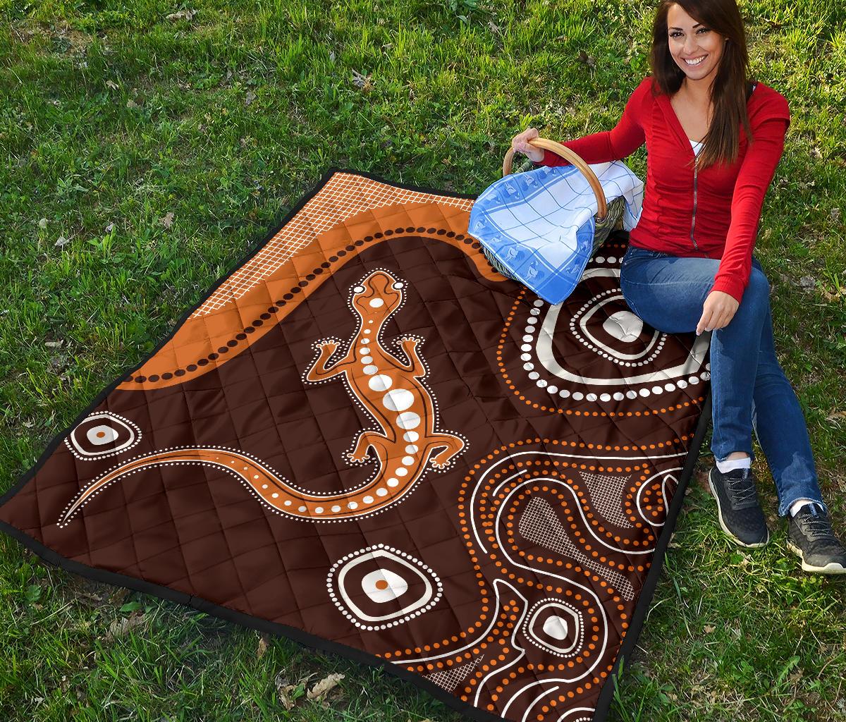 aboriginal-premium-quilt-australia-orange-lizard-aboriginal-art-1