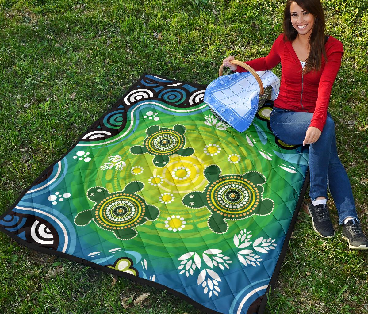aboriginal-premium-quilt-indigenous-green-turtle