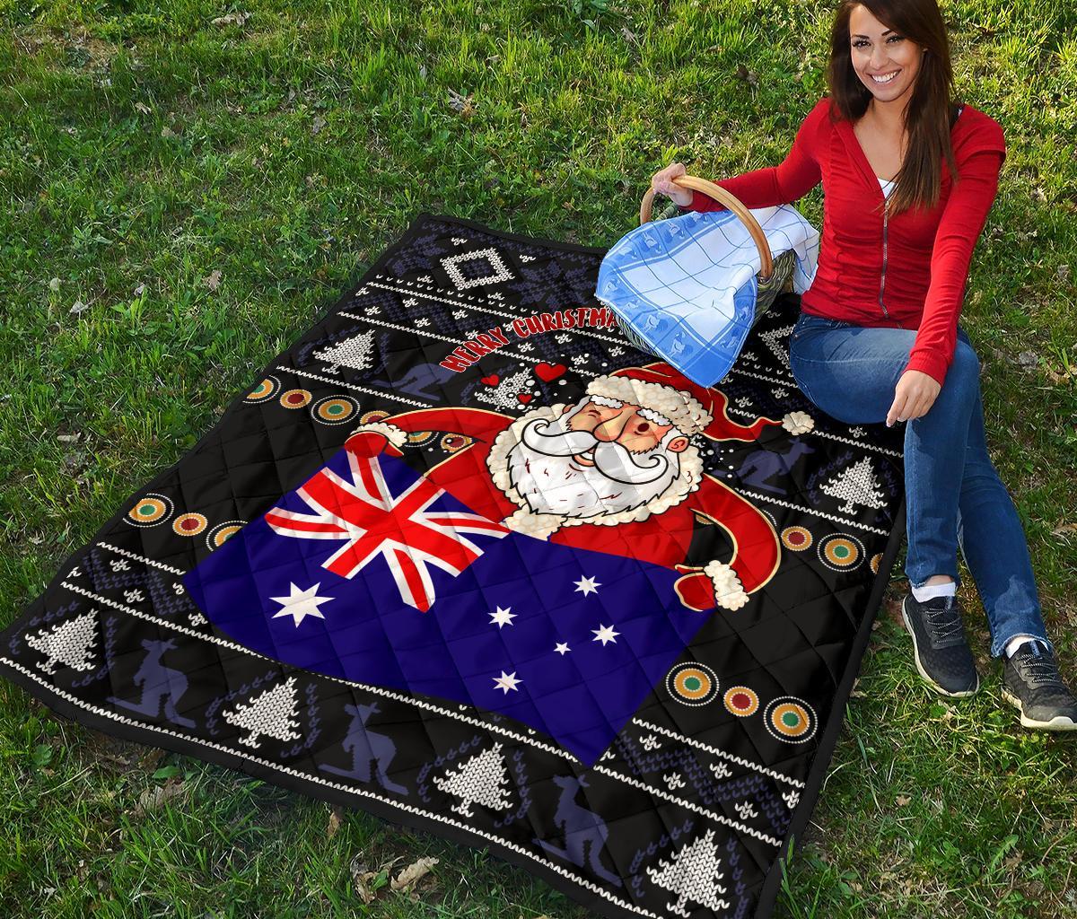 christmas-premium-quilt-australia-santa-claus-hold-the-flag-black