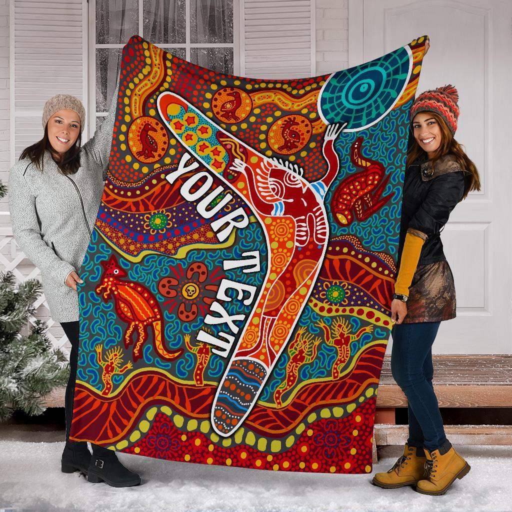 aboriginal-personalised-premium-blanket-indigenous-boomerang