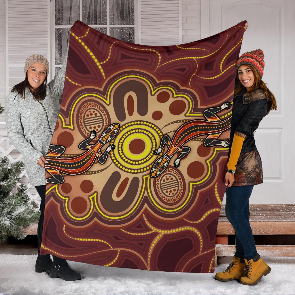 aboriginal-premium-blankets-indigenous-lizard-dot-painting-art