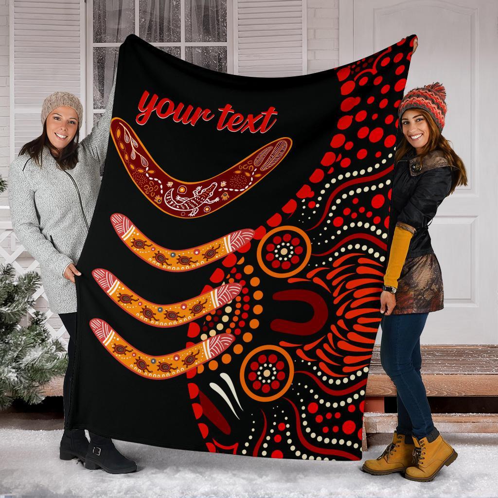aboriginal-personalised-premium-blanket-aboriginal-boomerangs-with-dot-painting-pattern