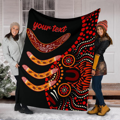 aboriginal-personalised-premium-blanket-aboriginal-boomerangs-with-dot-painting-pattern