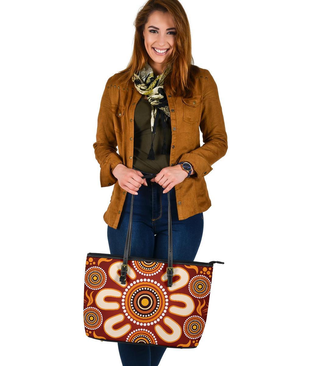 aboriginal-large-leather-tote-bag-circle-flowers-patterns-ver02