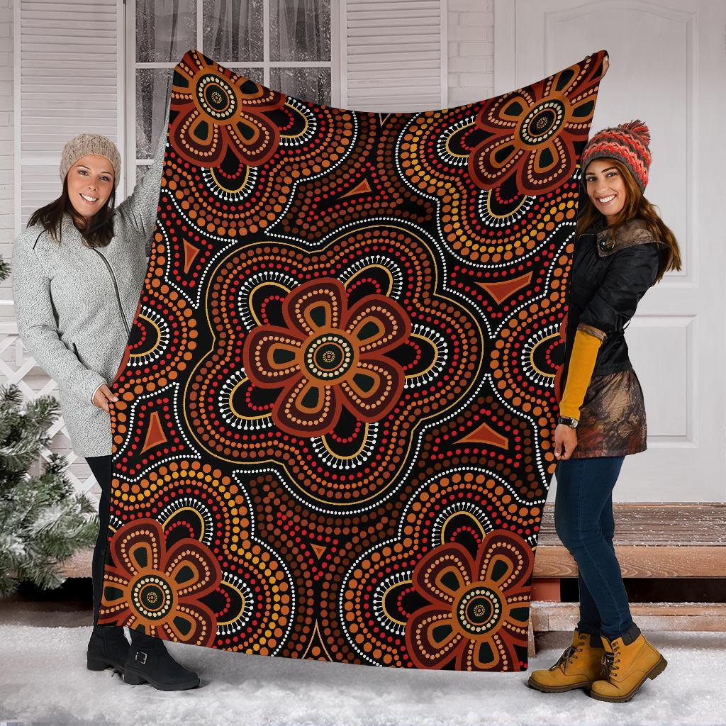 aboriginal-premium-blanket-aboriginal-dot-painting-flowers-style-ver02