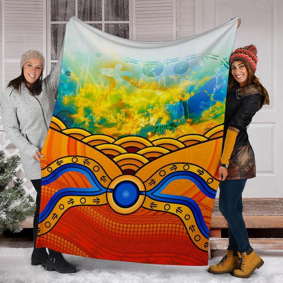 aboriginal-premium-blanket-australia-kangaroo-sky