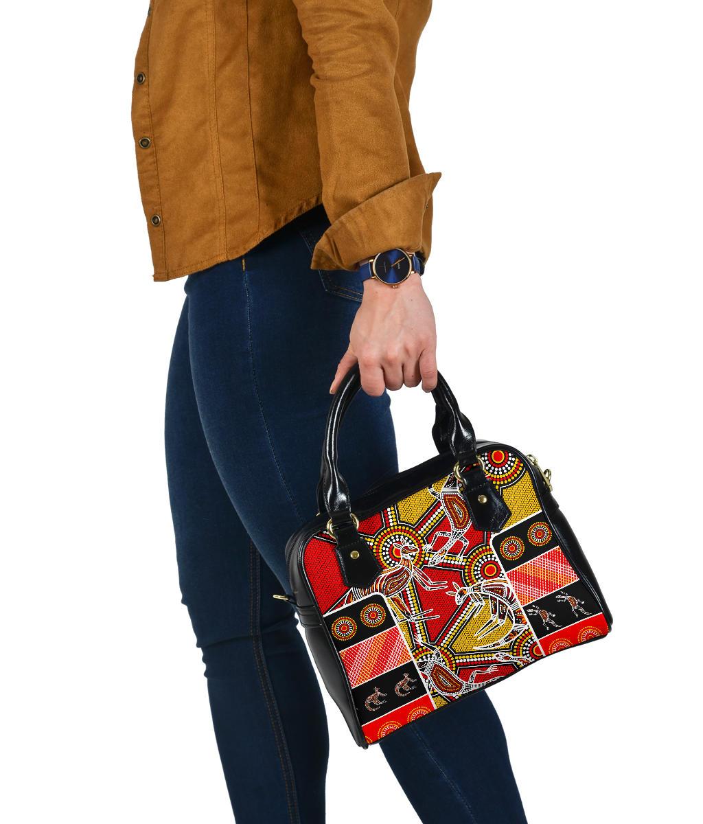Aboriginal Shoulder Handbag, Kangaroo Dot Painting Patterns - Vibe Hoodie