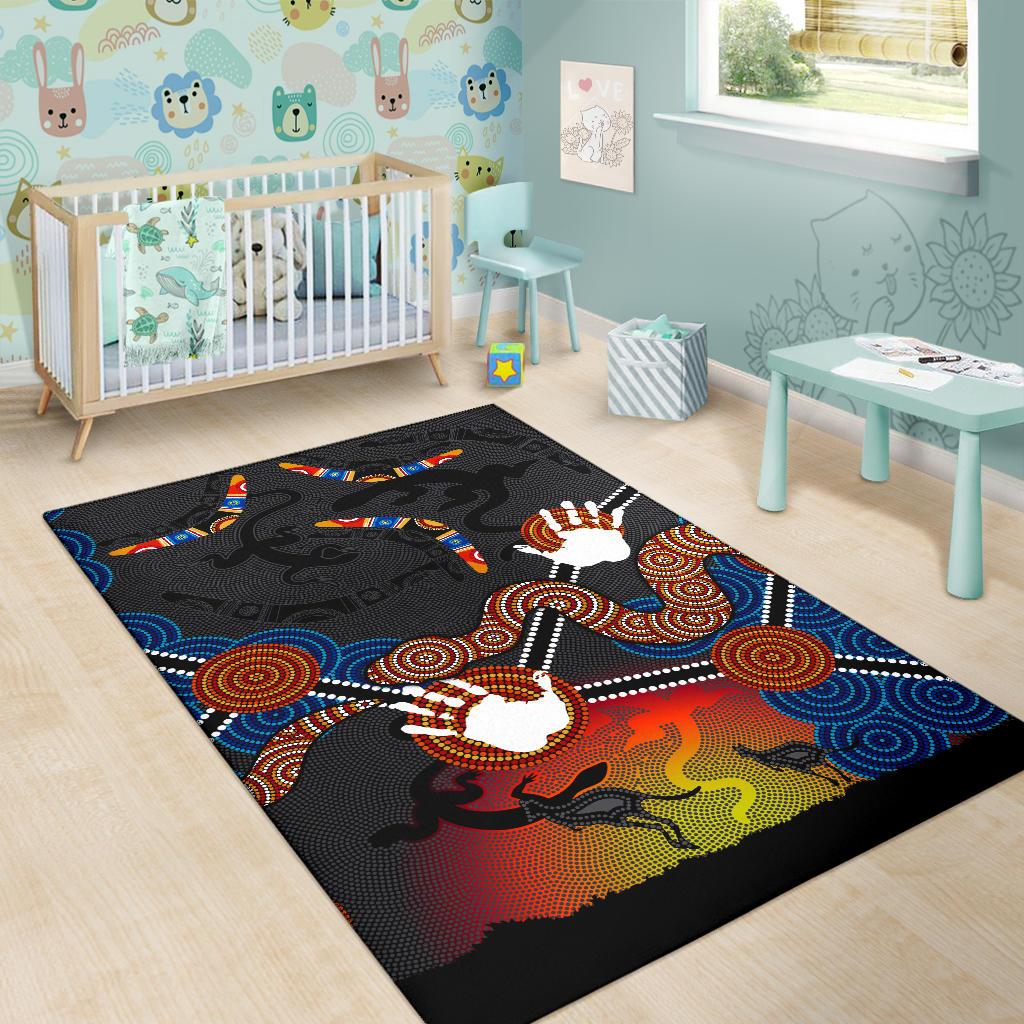 aboriginal-area-rug-australian-boomerang-and-snake-indigenous-art