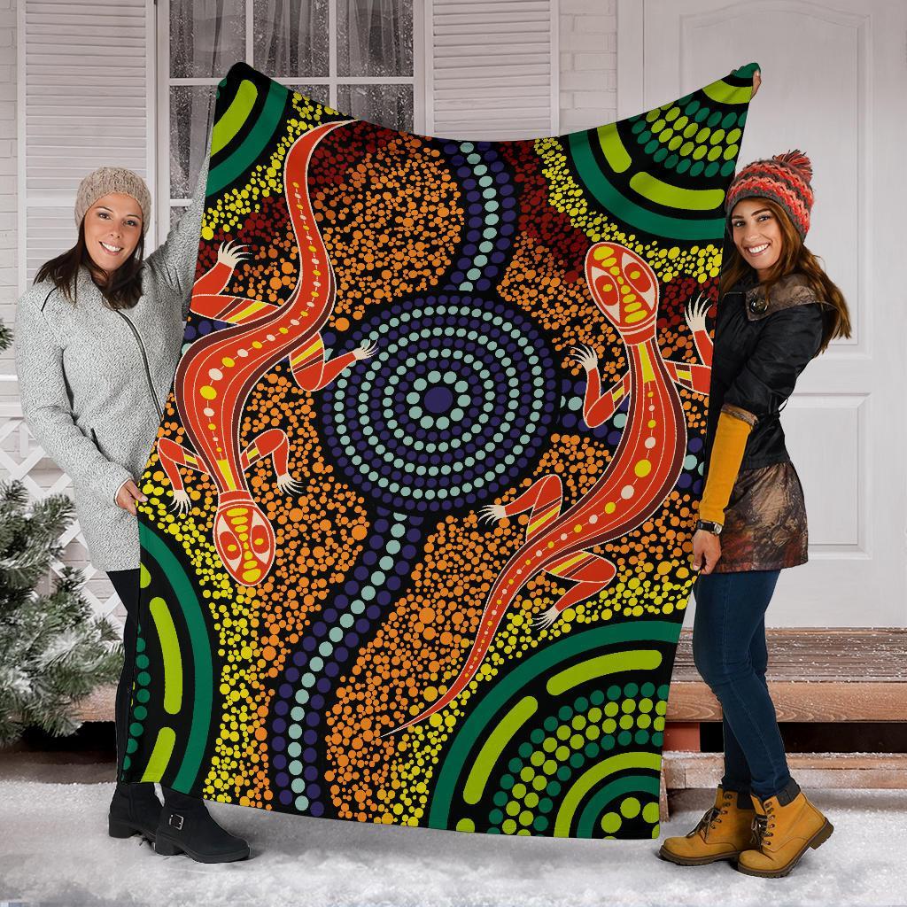 1st-australia-premium-blanket-aboriginal-two-lizards-dot-painting-circle