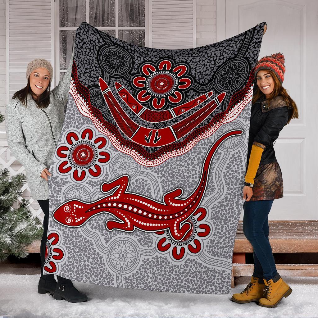 aboriginal-premium-blanket-indigenous-boomerang-and-lizard-art