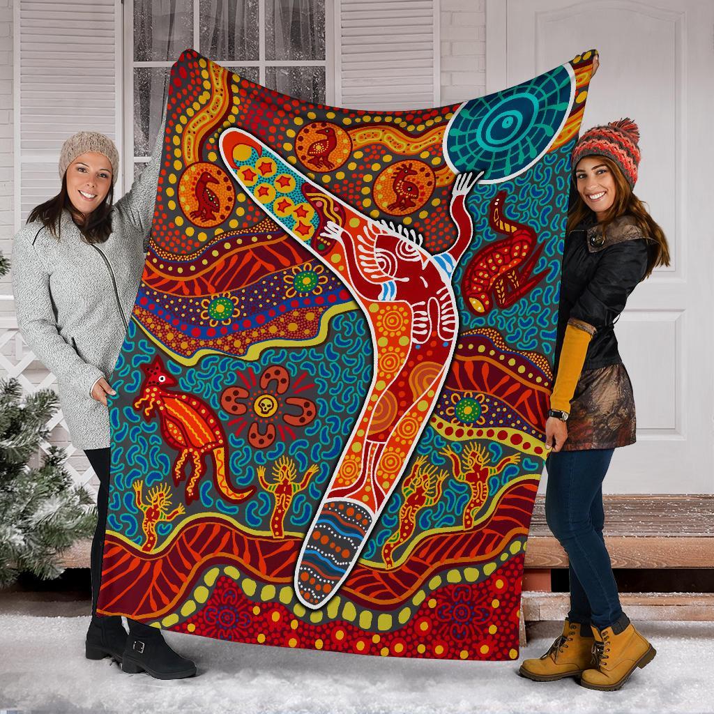 aboriginal-premium-blanket-indigenous-boomerang