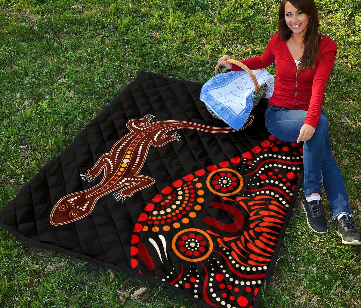 aboriginal-premium-quilt-aboriginal-lizard-with-dot-painting-pattern