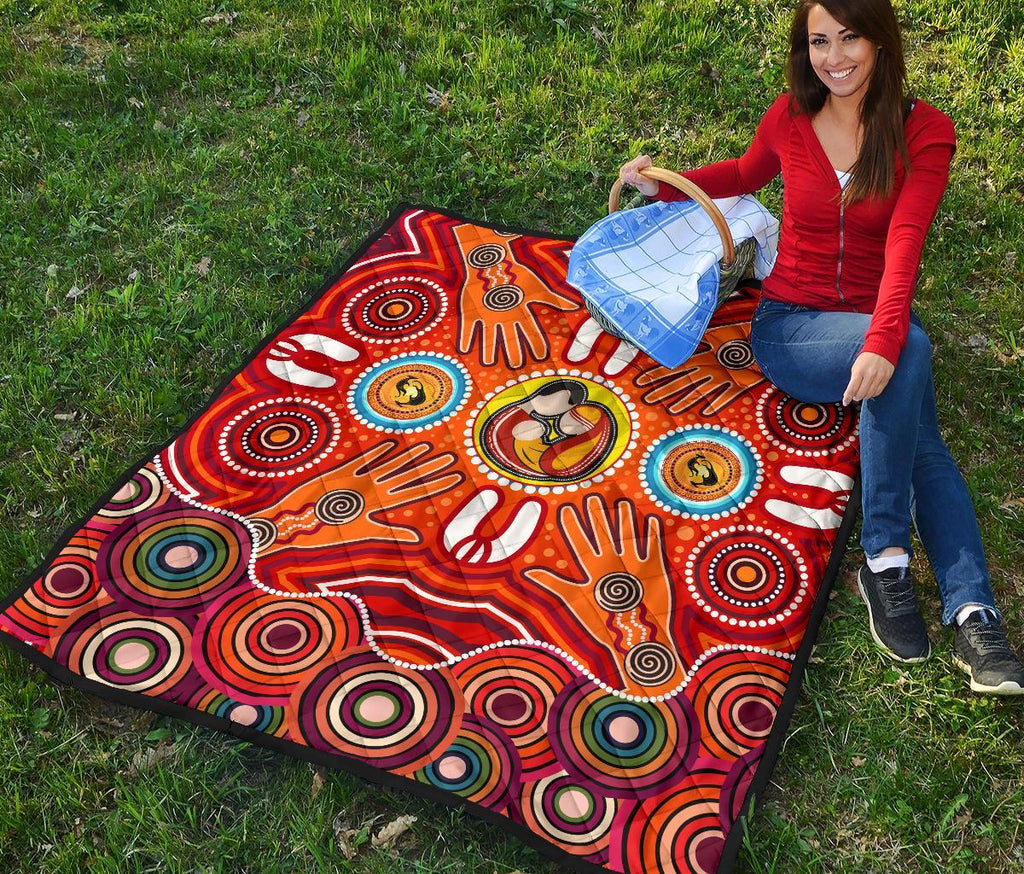 quilts-aboriginal-family-with-dot-painting-art