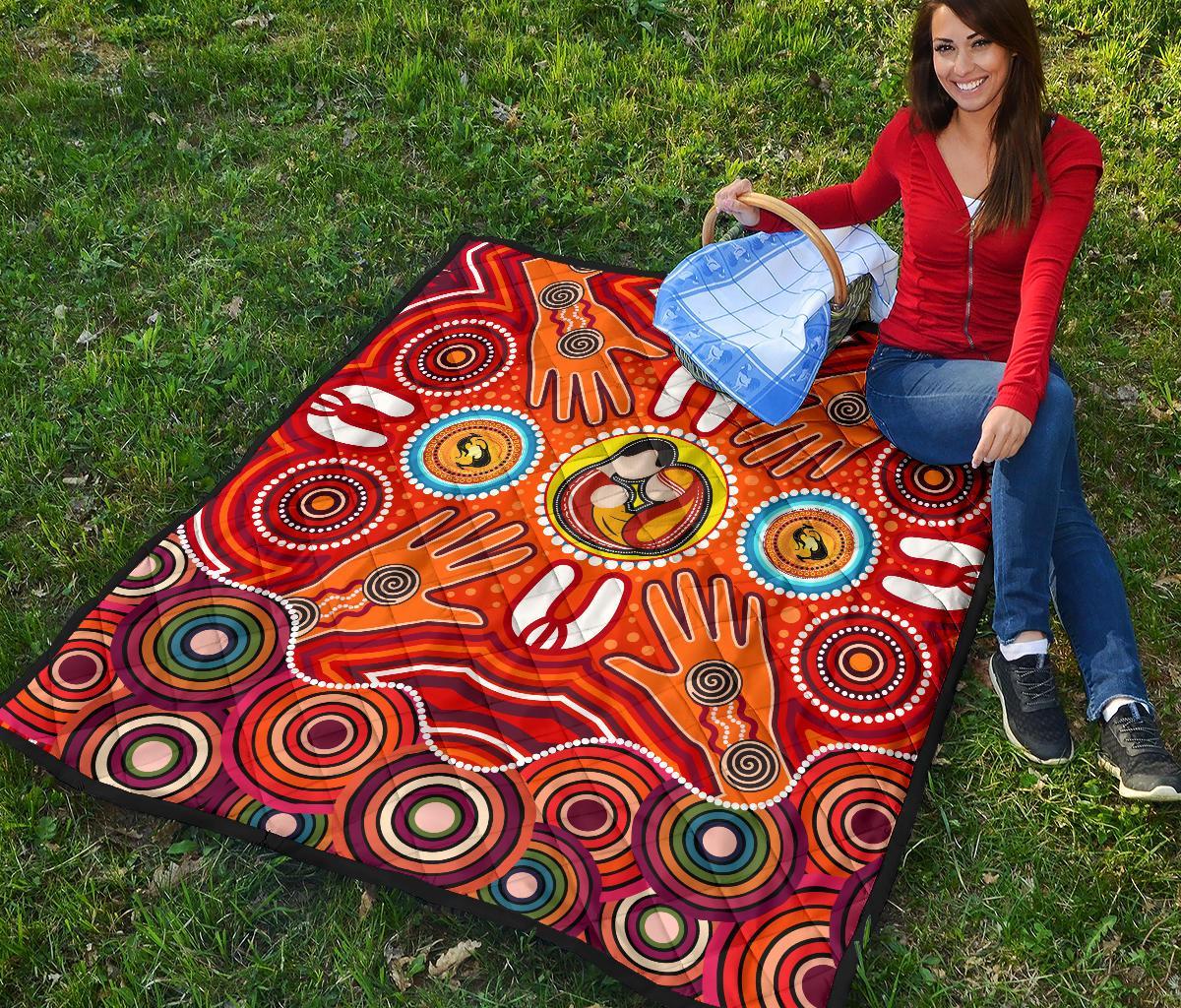 quilts-aboriginal-family-with-dot-painting-art