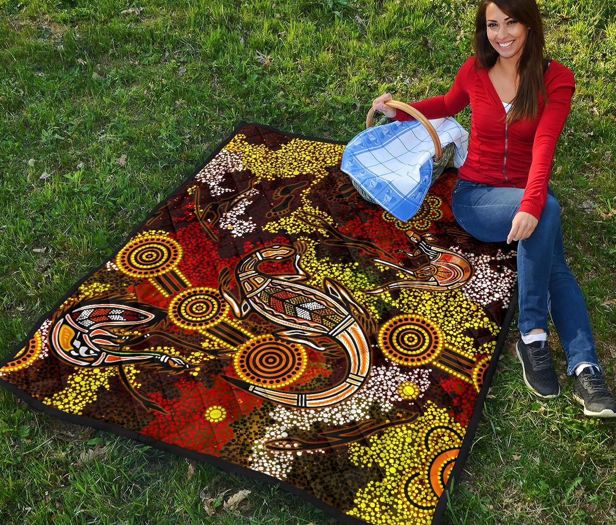 aboriginal-premium-quilt-kangaroo-and-lizard-dot-painting-art