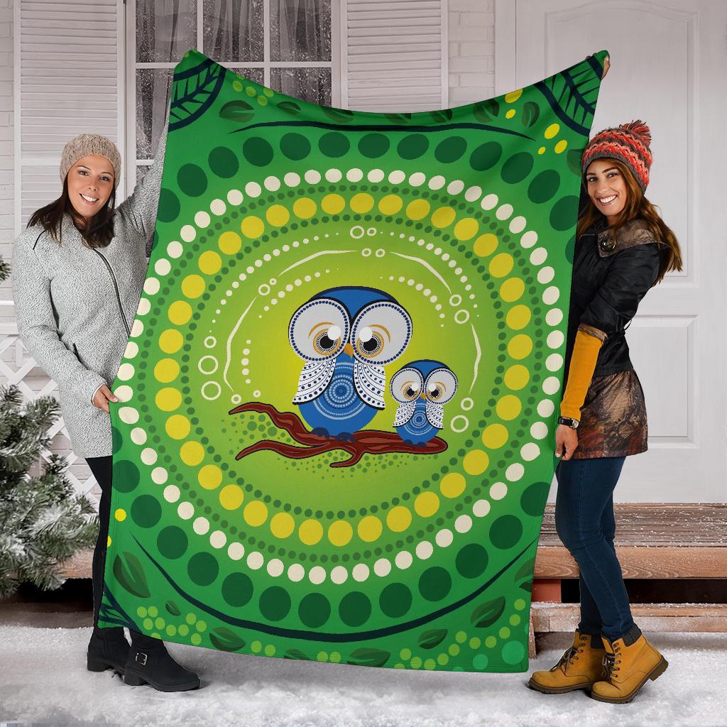 premium-blanket-indigenous-owl
