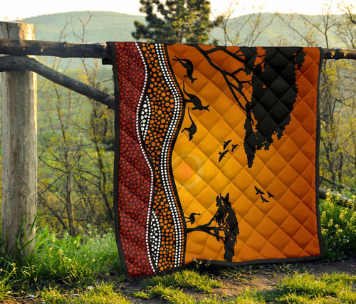 premium-quilts-kangaroo-coverlets-aboriginal-dot-painting-sunset