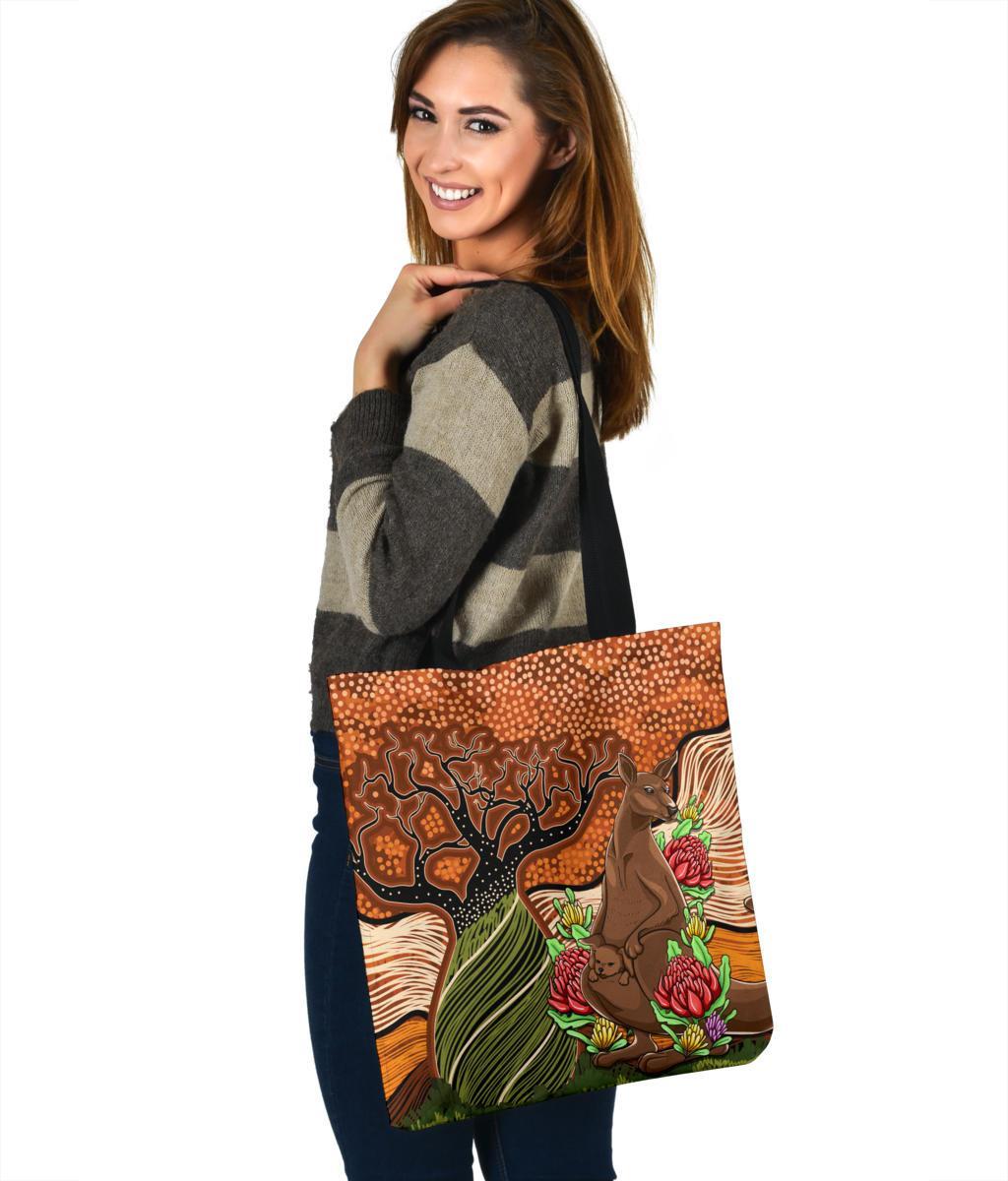 aboriginal-tote-bags-kangaroo-with-indigenous-tree