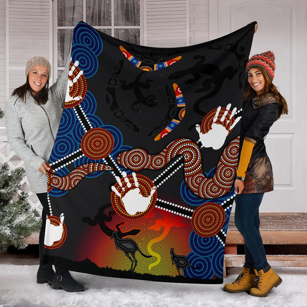 aboriginal-premium-blanket-australian-boomerang-and-snake-indigenous-art