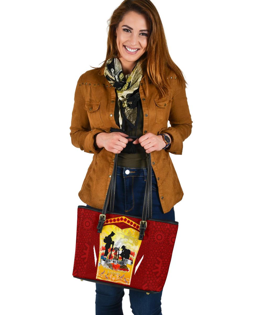 anzac-small-leather-tote-lest-we-forget-aboriginal-version