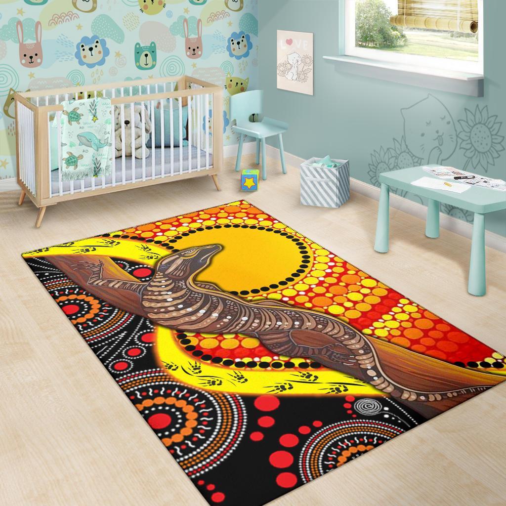 area-rug-australian-aboriginal-dot-painting-sun-and-lizard