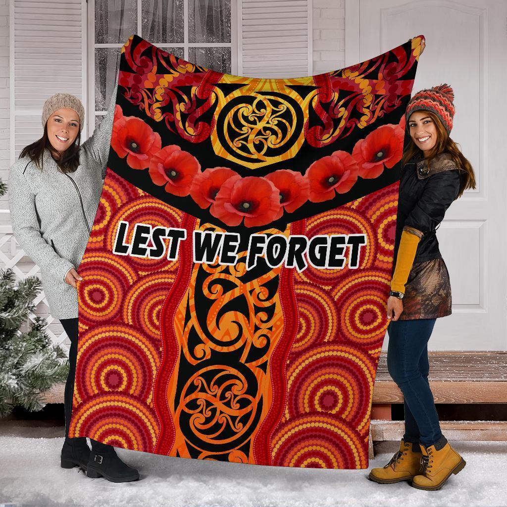 anzac-lest-we-forget-poppy-premium-blanket-new-zealand-maori-silver-fern-australia-aboriginal