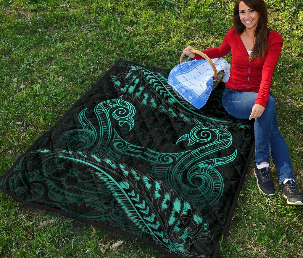 aotearoa-premium-quilt-turquoise-maori-manaia-with-silver-fern