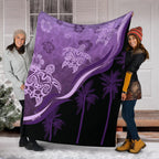 purple-turtle-hibiscus-premium-blanket
