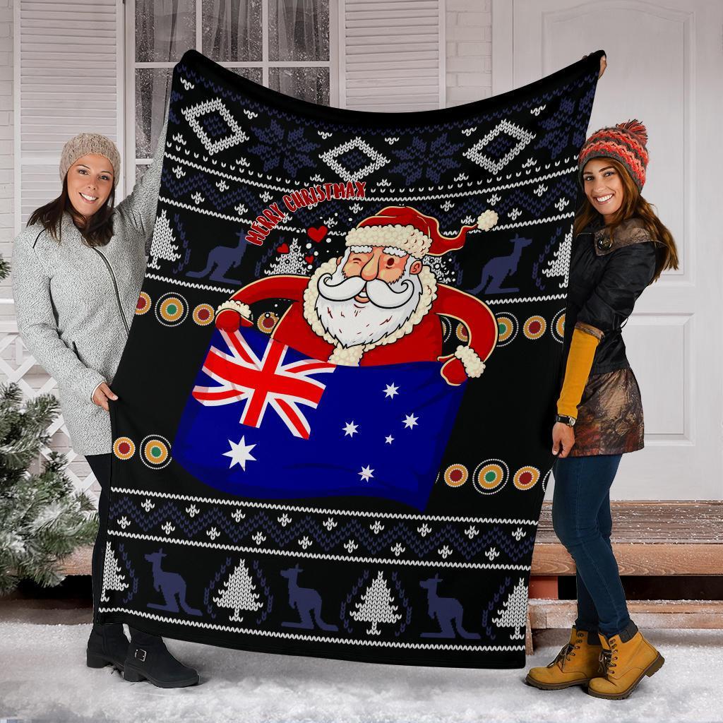 christmas-premium-blanket-australia-santa-claus-hold-the-flag-black