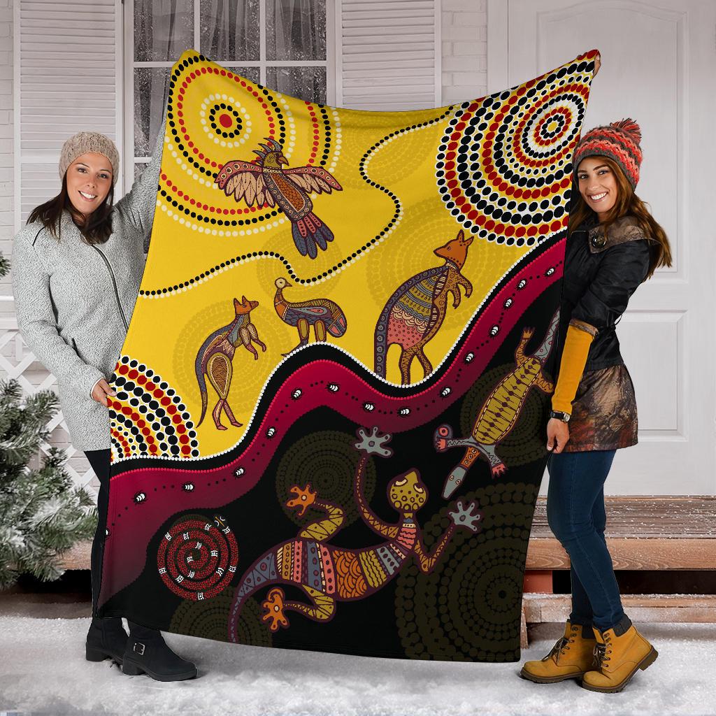 aboriginal-premium-blanket-indigenous-animals-life-art