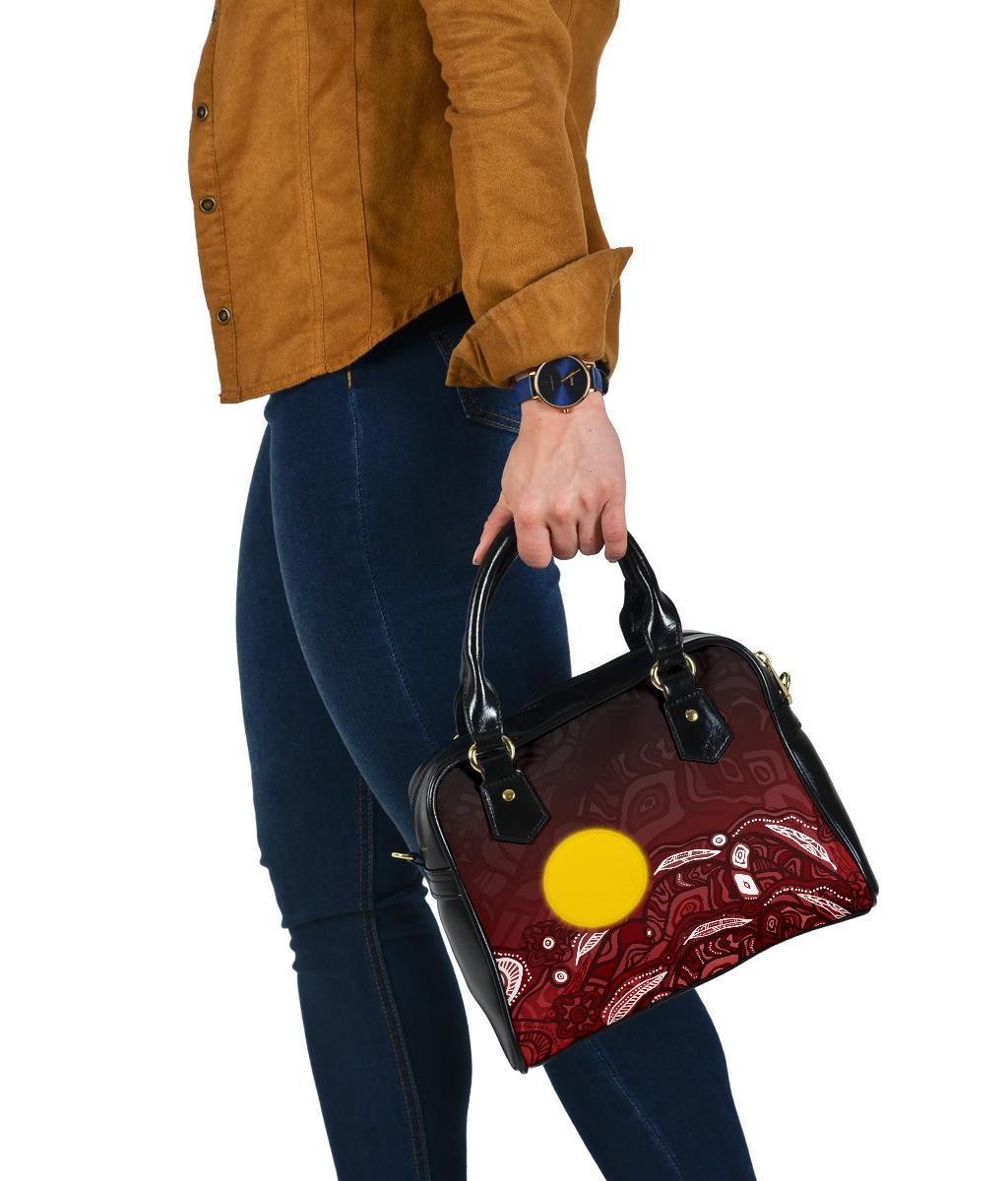 Aboriginal Shoulder Handbag - Red Landscape - Vibe Hoodie