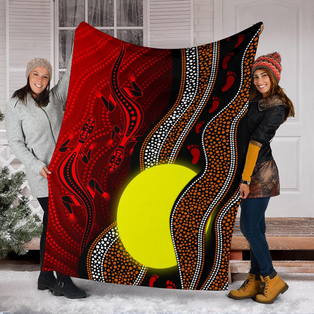 aboriginal-premium-blanket-aboriginal-flag-lizard-dot-painting-style