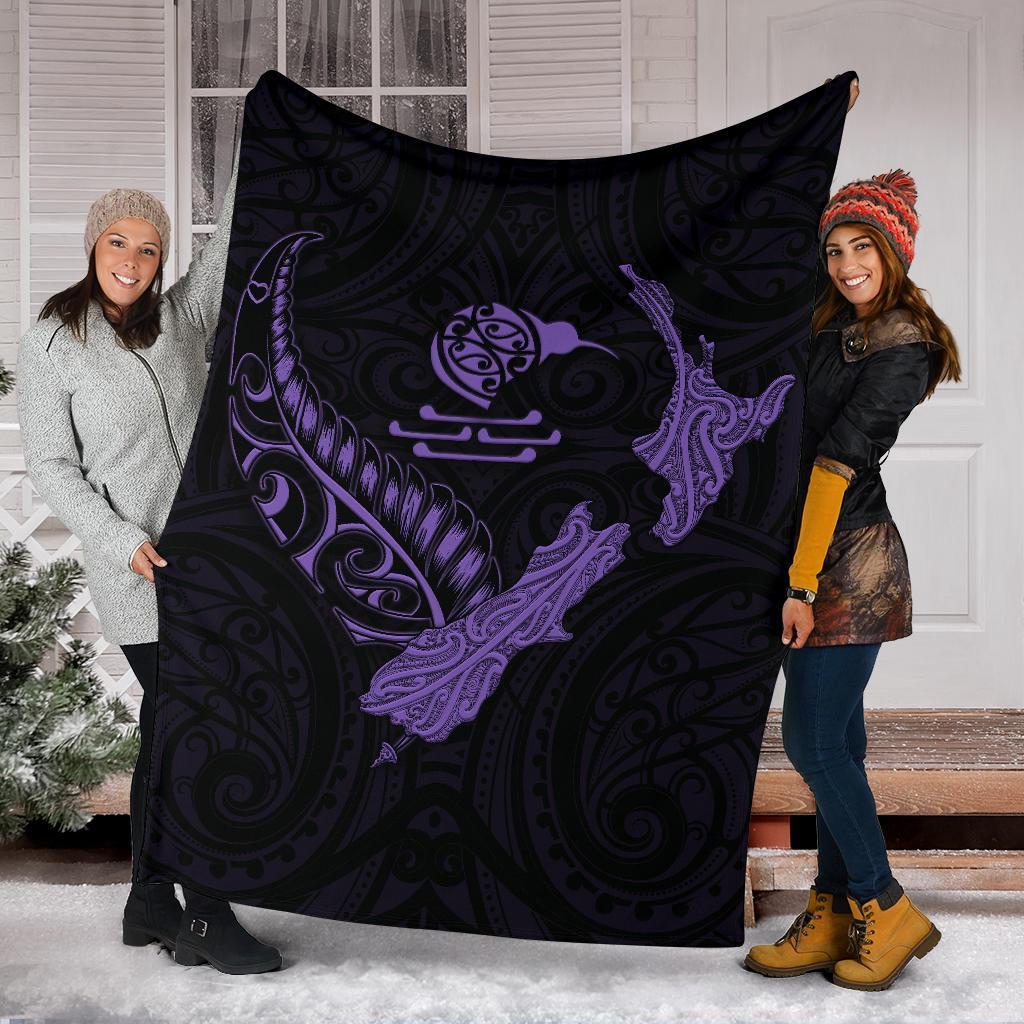 new-zealand-heart-premium-blanket-map-kiwi-mix-silver-fern-pastel-purple