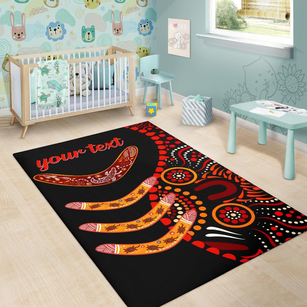 aboriginal-personalised-area-rug-aboriginal-boomerangs-with-dot-painting-pattern