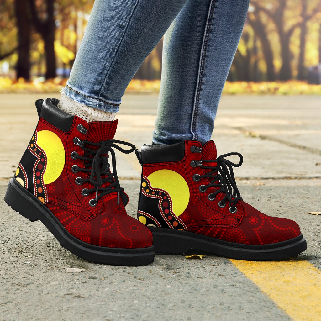 aboriginal-all-season-boots-australia-aboriginal-lives-matter-flag-circle-dot-painting-art