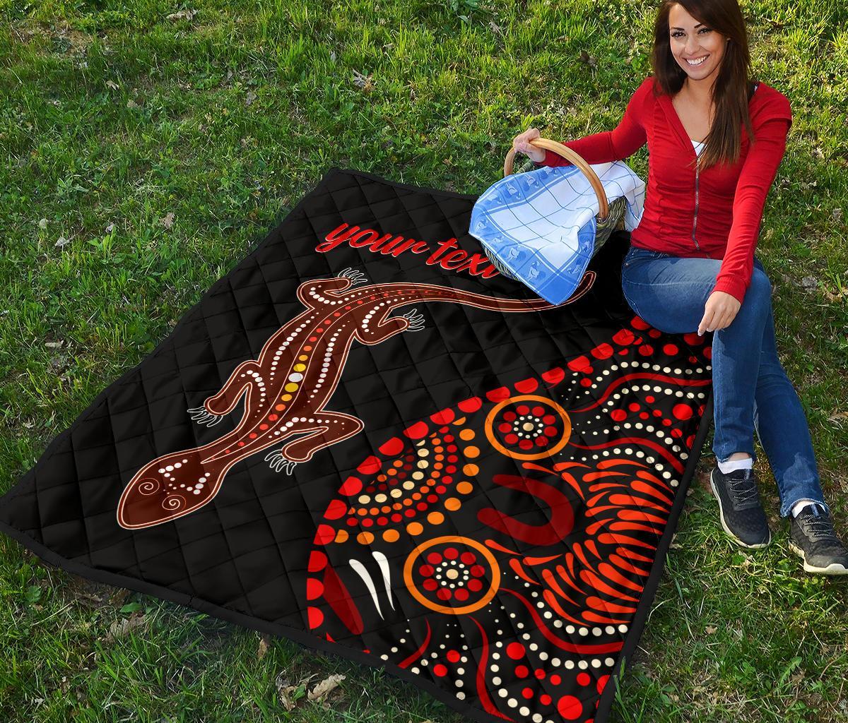 aboriginal-personalised-premium-quilt-aboriginal-lizard-with-dot-painting-pattern