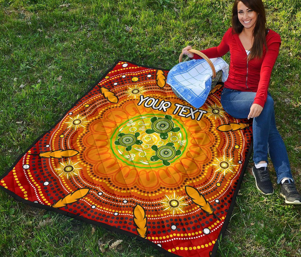 custom-text-aboriginal-premium-quilt-turtle-circle-dot-painting-art