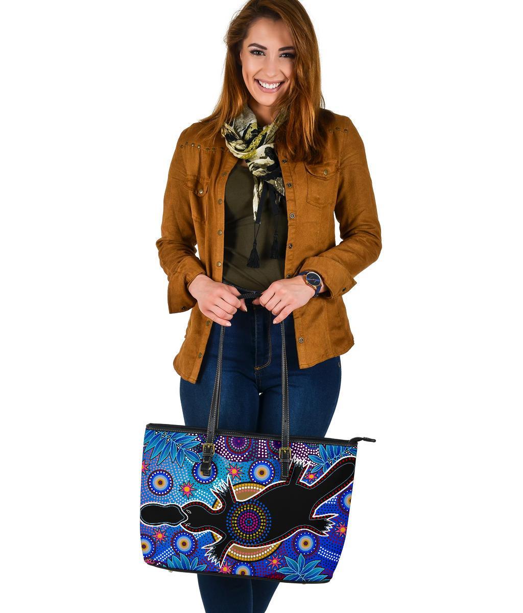 aboriginal-leather-tote-bag-indigenous-platypus