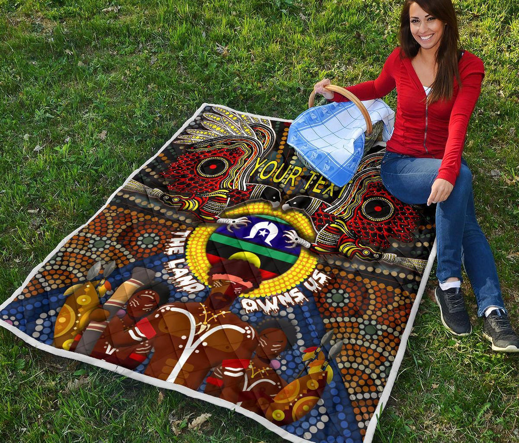 custom-text-the-land-owns-us-premium-quilt