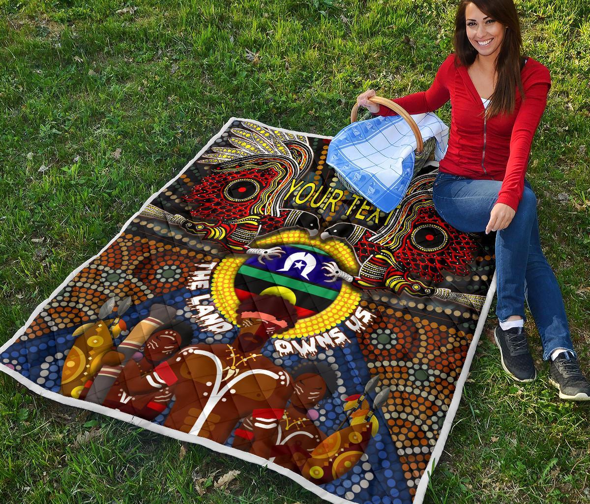 custom-text-the-land-owns-us-premium-quilt